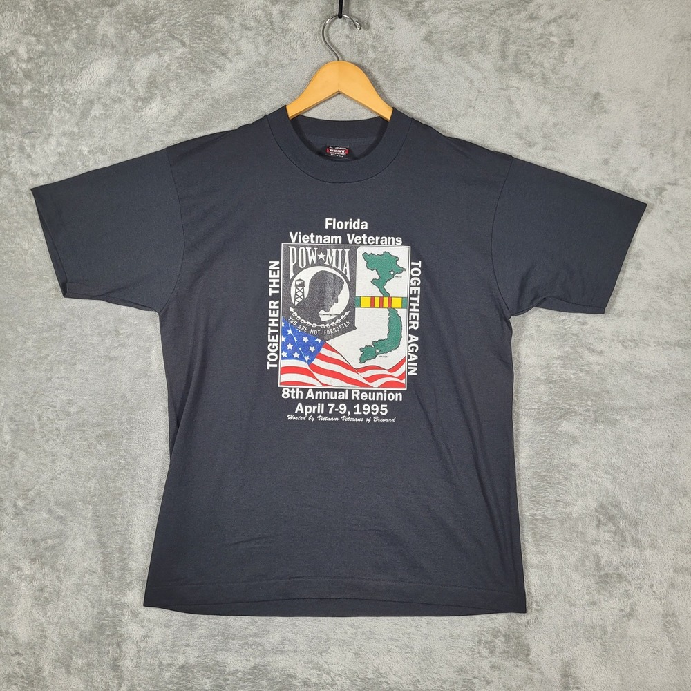 Vintage Florida Vietnam Veterans POW MIA Reunion T-Shirt Black Mens Large 1995